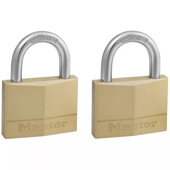 MASTERLOCK 50 mm žalvarinė spyna, 2 vnt., kietintas lankelis