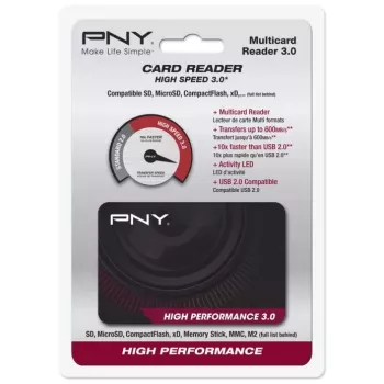 Kortelių skaitytuvas PNY High Performance Reader 3.0 USB 3.2 Gen 1 – CF, SD, microSD, Memory Stick, MMC, juodas