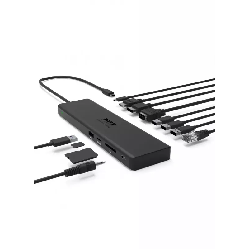 Dokavimo stotelė nešiojamam kompiuteriui Port Designs 901906-W USB 3.2 Gen 2 Type-C juoda
