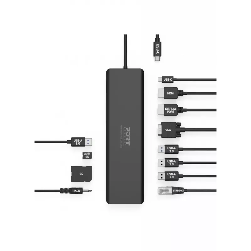 Dokavimo stotelė nešiojamam kompiuteriui Port Designs 901906-W USB 3.2 Gen 2 Type-C juoda