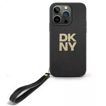 Kietas dėklas DKNY DKHCP16XPBSWSK, skirtas iPhone 16 Pro Max 6,9 colio — juodas su riešo dirželiu