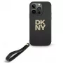Kietas dėklas DKNY DKHCP16XPBSWSK, skirtas iPhone 16 Pro Max 6,9 colio — juodas su riešo dirželiu