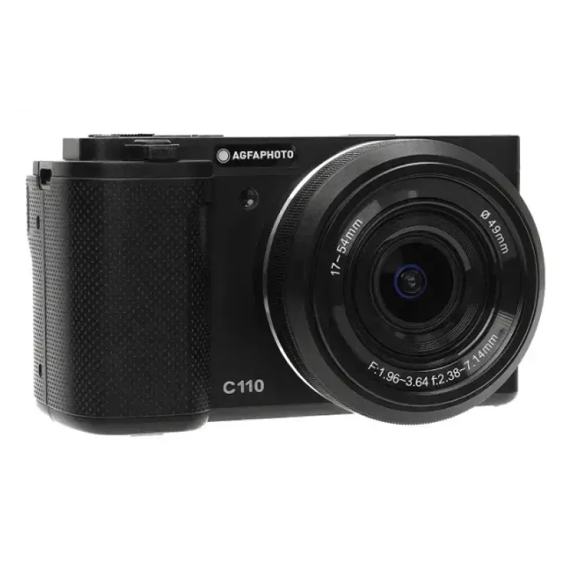 Kompaktiškas fotoaparatas AgfaPhoto Realishot C110 – 24 MP, 1/3,06 colio CMOS, 3x optinis priartinimas, 4K, Wi‑Fi, 2,8 colio liečiamasis ekranas, juodas