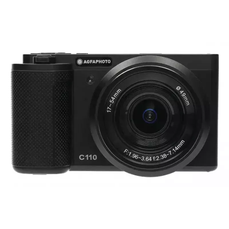 Kompaktiškas fotoaparatas AgfaPhoto Realishot C110 – 24 MP, 1/3,06 colio CMOS, 3x optinis priartinimas, 4K, Wi‑Fi, 2,8 colio liečiamasis ekranas, juodas