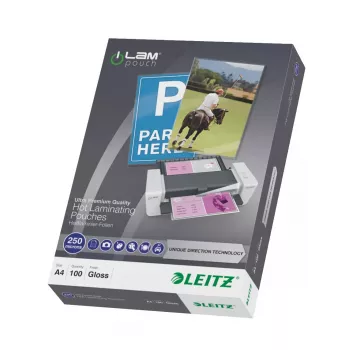 Laminavimo maišeliai LEITZ iLAM UDT 222 × 309 mm blizgūs permatomi, EVA/PET, pakuotė po 100 vnt.