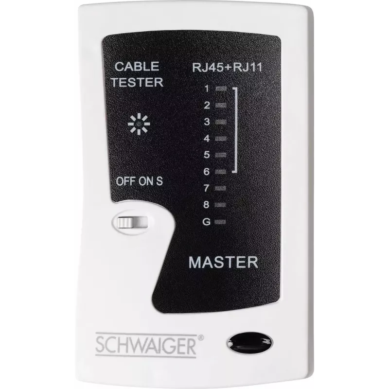 Tinklo kabelių testeris Schwaiger NWM1 531 RJ-11 RJ-45 juodas baltas