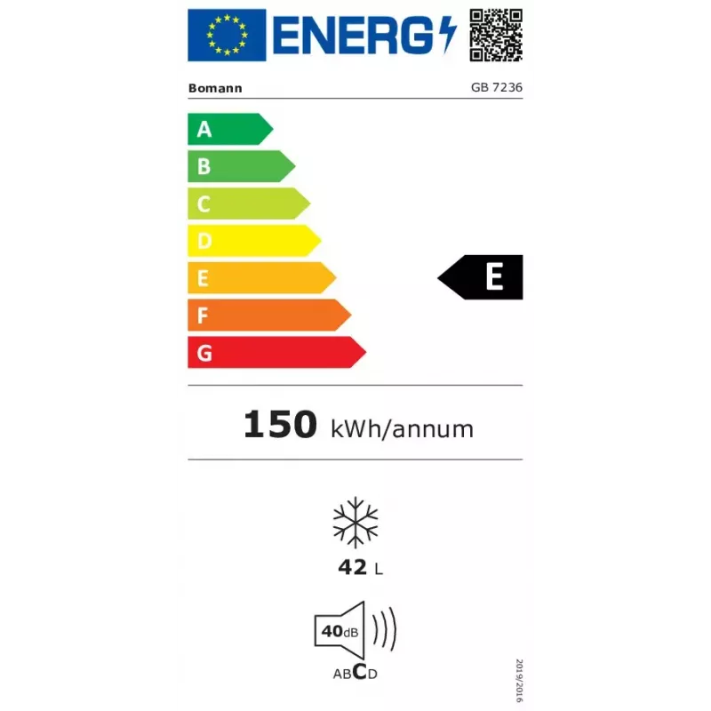 Šaldiklis vertikalus BOMANN GB 7236, 42 L, juodas, rankinis atitirpinimas, ≤ -18 °C, nuolatinis temperatūros reguliavimas