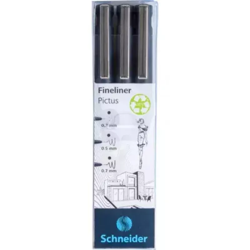 Finelineris Schneider Pictus juodas 3 vnt.