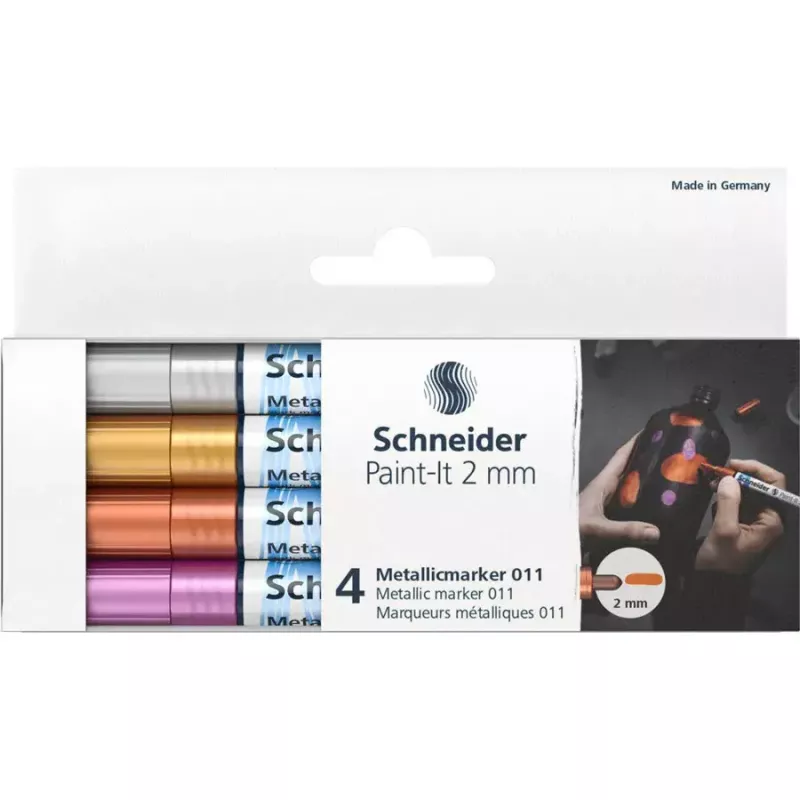Dažų markerių rinkinys Schneider ML01111501 Varinė, Auksinė, Sidabrinė, Violetinė 4 vnt.