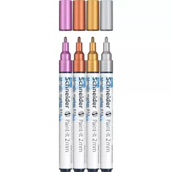 Dažų markerių rinkinys Schneider ML01111501 Varinė, Auksinė, Sidabrinė, Violetinė 4 vnt.