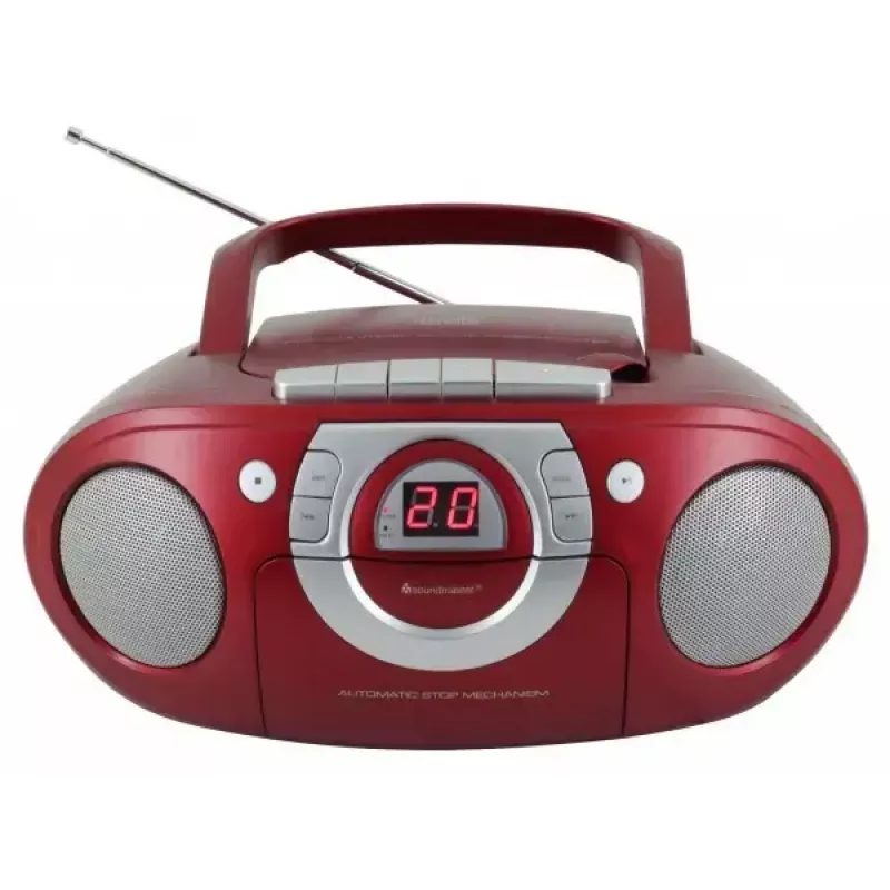 Nešiojama stereo sistema Soundmaster SCD5100RO – CD/Kasetė/Radijas (Pilka, Raudona)