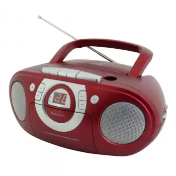 Nešiojama stereo sistema Soundmaster SCD5100RO – CD/Kasetė/Radijas (Pilka, Raudona)