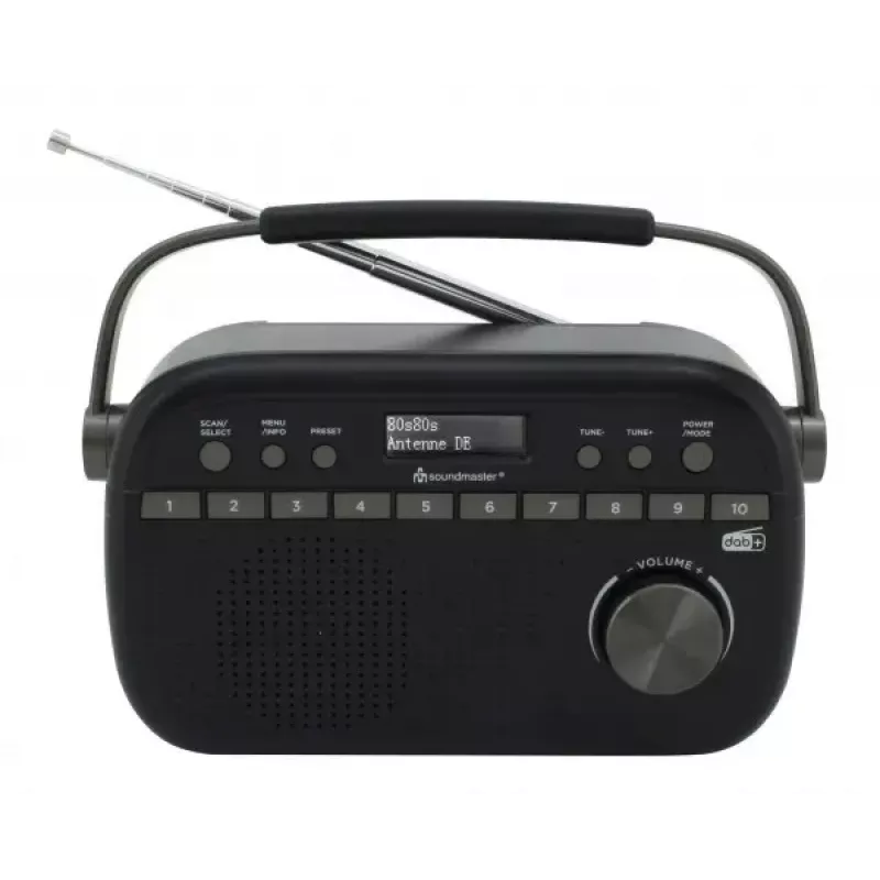 Nešiojamas radijas Soundmaster DAB280 – DAB+, FM, analoginis ir skaitmeninis, 1,2 W, juodas, tinklo / baterijų