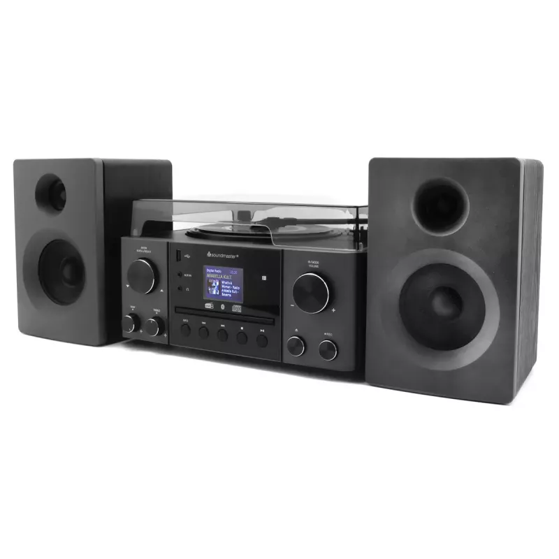 Namų garso sistema Soundmaster MCD1950SW – 20 W RMS, DAB+/FM, CD/MP3, 3,5 mm lizdas, juoda