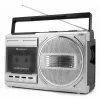 Nešiojamas kasečių grotuvas Soundmaster RR20SI – FM/MW/SW radijas, 3 W RMS, 3,5 mm ausinės, juodas/sidabrinis