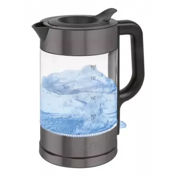 Elektrinis virdulys ProfiCook PC-WKS 1322 G — 1,7 L, 2200 W, stiklinis korpusas, nerūdijantis plienas, juoda/permatoma