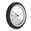 Mebus 19449 apvalus laikrodis juodas baltas 30 cm radijo valdomas DCF su termometru ir higrometru