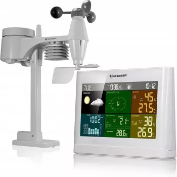 Bresser 7002550GYE000 5-in-1 Comfort – orų stotelė su vidaus ir lauko temperatūros bei drėgmės matavimais, balta