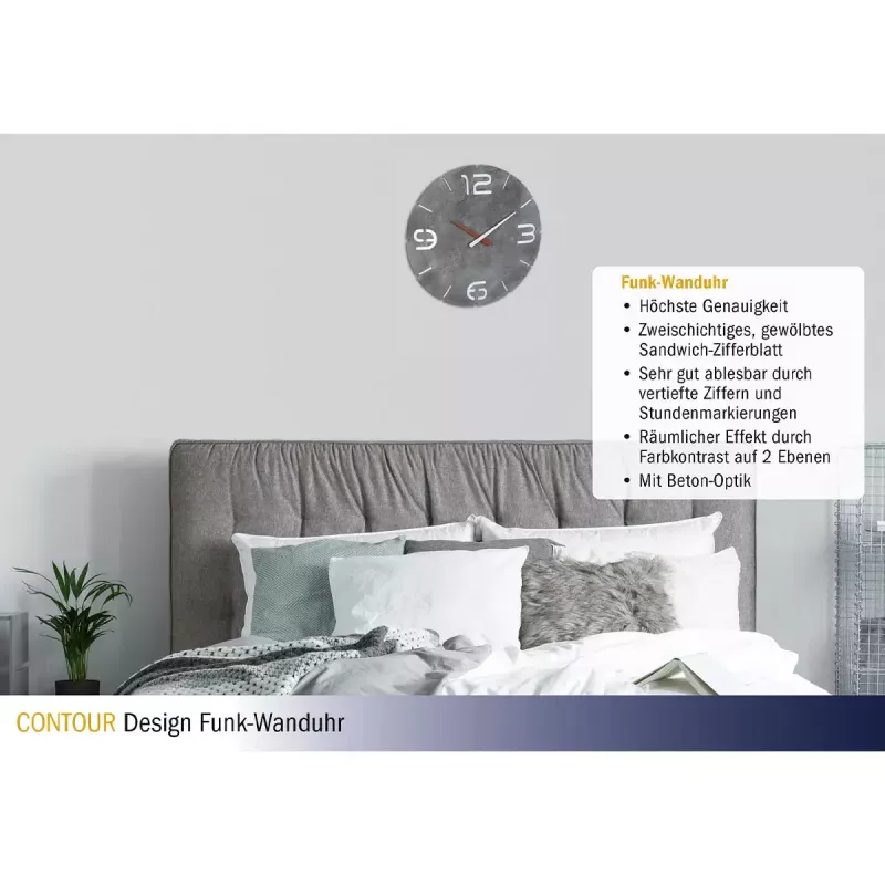 Sieninis laikrodis TFA-Dostmann CONTOUR Apvalus Pilkai Baltas 35 cm