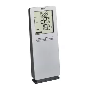 Belaidis elektroninis termometras TFA-Dostmann 30.3071.54 LOGoneo vidaus/lauko temperatūrai matuoti, sidabrinis