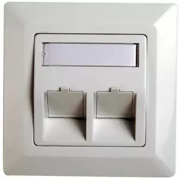 Rėmelis RJ45 adapteriui Cat.5e Telegärtner H02010A0040 45° dvigubas 80x80 mm alpinė balta