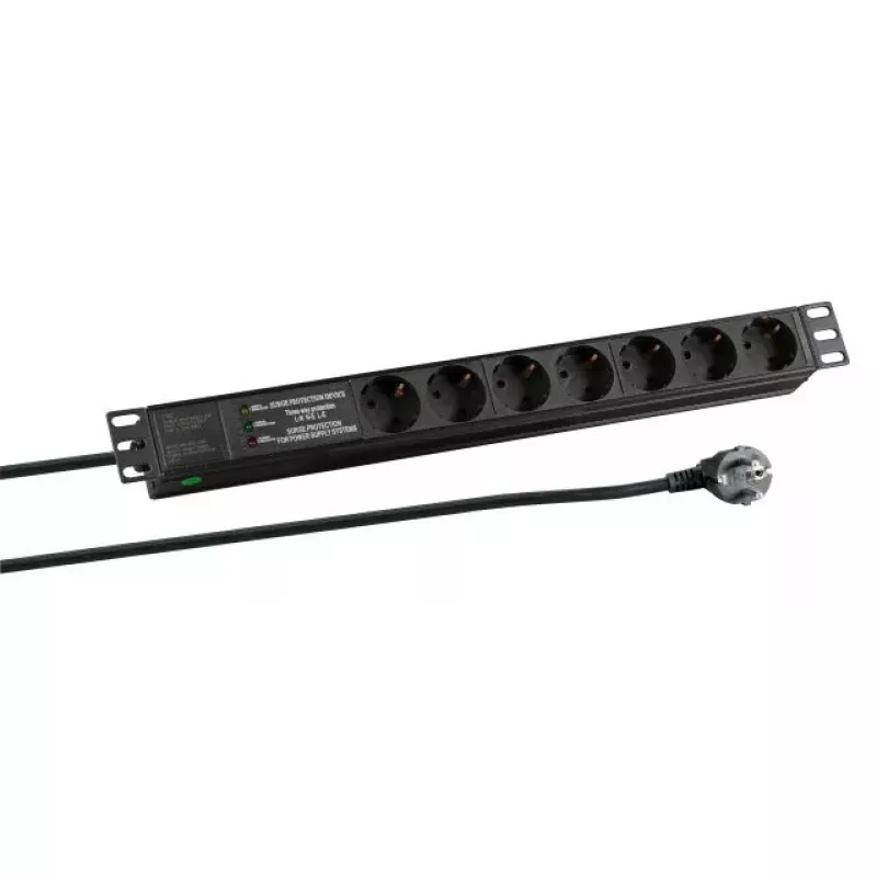Ilgintuvas EFB Elektronik EK631DE.3, 2 m laidas, 7 AC lizdai, C tipo kištukas, 16 A, Juodas