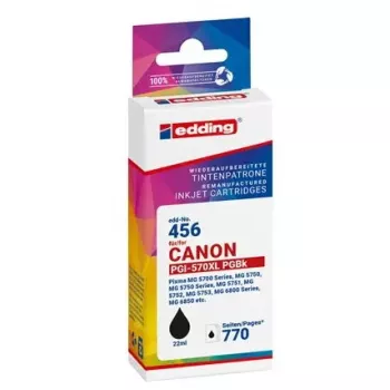 Kasetė rašalinė Edding EDD-456 suderinama su Canon, juoda, 22 ml, 770 puslapių, vienetinis paketas