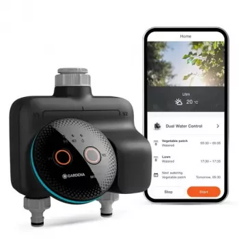 GARDENA belaidis vandens valdiklis sodo laistymui 19034-20 – Bluetooth, baterijos (AA), juoda
