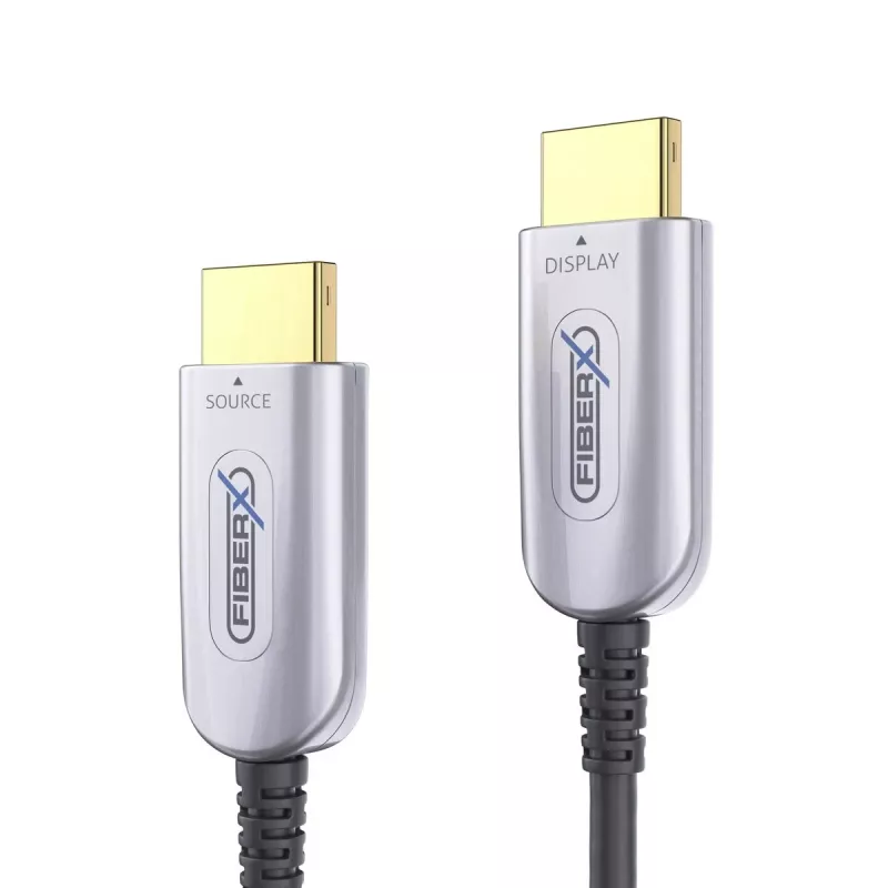 FiberX HDMI laidas FX-I350-015 15m Type A Kištukas 2.0 18Gbit/s Juodas Sidabrinis