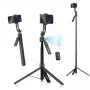 Tripod 4smarts 541772 išmaniesiems telefonams ir skaitmeniniams fotoaparatams, 3 kojelės, maks. aukštis 176 cm, svoris 560 g, juodas