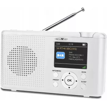 Reflexion TRA23DAB stalinis DAB+ radijo imtuvas baltas su Bluetooth ir 20 atminties kanalų