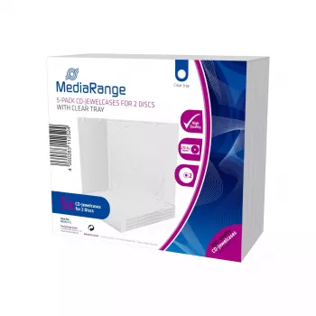 MediaRange dvigubas CD dėklas permatomas 10 mm (5 vnt.)