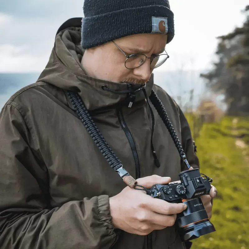 Juosta fotoaparatui REV C-Rope Traveler — nailoninė, ruda, reguliuojama iki 125 cm