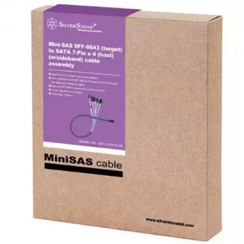 SILVERSTONE CPS05-RE Mini SAS SFF-8643 į 4×SATA 7 kontaktų kabelis, 0,6 m