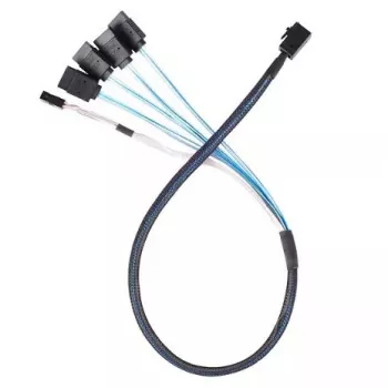 SILVERSTONE CPS05-RE Mini SAS SFF-8643 į 4×SATA 7 kontaktų kabelis, 0,6 m