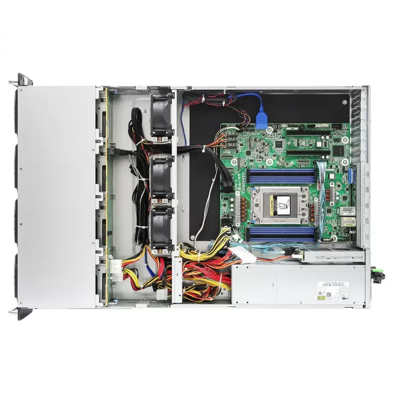 Serverio būstas ASRock 2U12L2S-SIENA (2U) – AMD SoC, Socket SP6, 12×3,5 colio + 2×2,5 colio lizdai, 800W maitinimo blokas, DDR5 iki 96 GB
