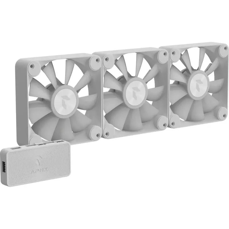 APNX FP1-120 balti 120 mm korpuso ventiliatoriai 3 vnt. pakuotėje