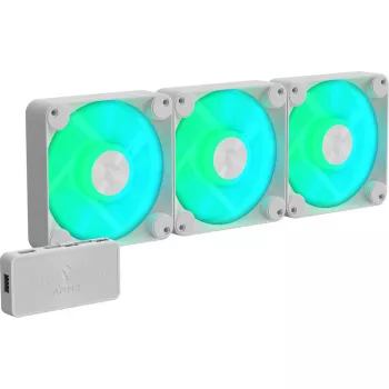 APNX FP1-120 balti 120 mm korpuso ventiliatoriai 3 vnt. pakuotėje