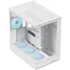 APNX V2-F-WT-v1 bokštinis kompiuterio korpusas, baltas, trys grūdinto stiklo plokštės