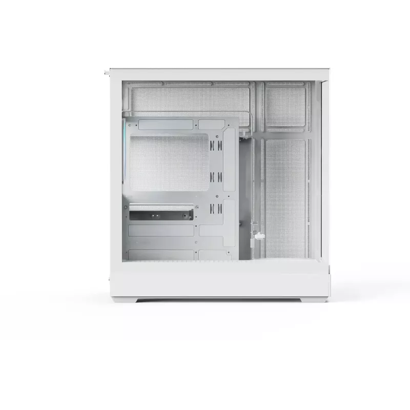APNX V2-F-WT-v1 bokštinis kompiuterio korpusas, baltas, trys grūdinto stiklo plokštės
