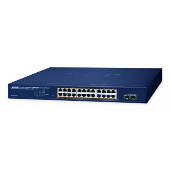 Valdomas tinklo jungiklis PLANET GS-2210-24P2S 24 prievadai 10/100/1000T PoE 260 W