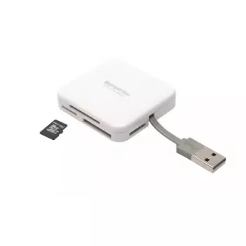 Card reader PNY All in One Reader – USB 2.0, 480 Mbit/s, palaiko CF/SD/MicroSD/MS/MiniSD/MMC, baltas, 54×54×13 mm, 29 g