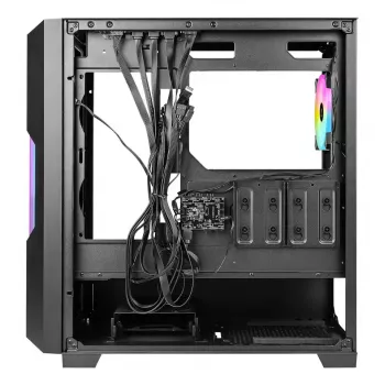 PC korpusas AZZA Guardian Glass Midi Tower – juodas, ATX/Micro-ATX/ITX/EATX, palaiko 3,5 colio×2 / 2,5 colio×4, priekiniai 120/140 mm ventiliatoriai