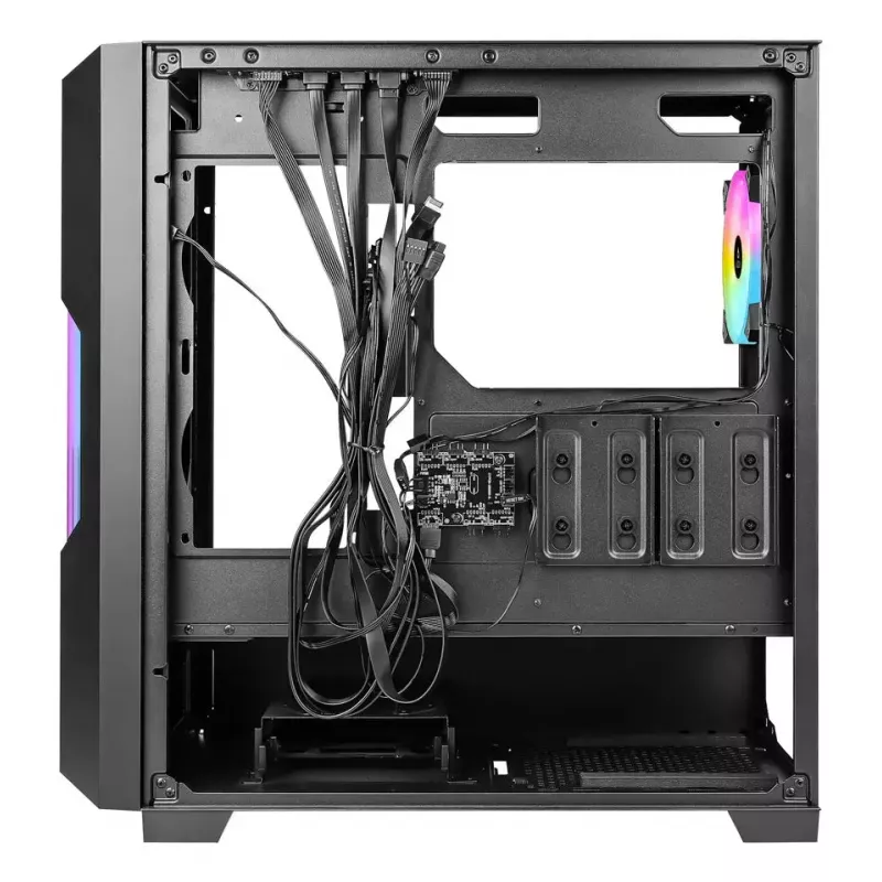 PC korpusas AZZA Guardian Glass Midi Tower – juodas, ATX/Micro-ATX/ITX/EATX, palaiko 3,5 colio×2 / 2,5 colio×4, priekiniai 120/140 mm ventiliatoriai