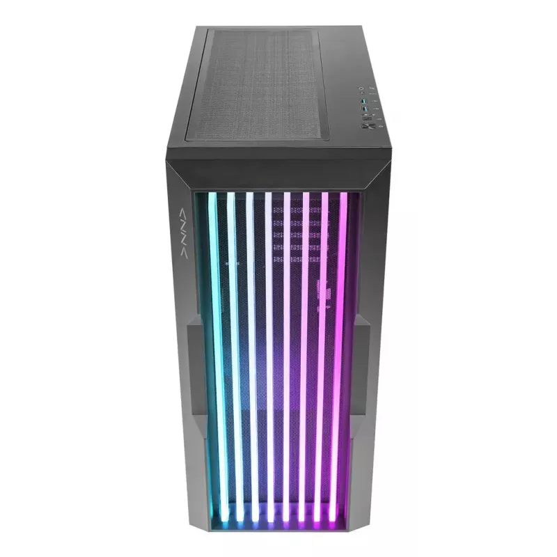 PC korpusas AZZA Guardian Glass Midi Tower – juodas, ATX/Micro-ATX/ITX/EATX, palaiko 3,5 colio×2 / 2,5 colio×4, priekiniai 120/140 mm ventiliatoriai