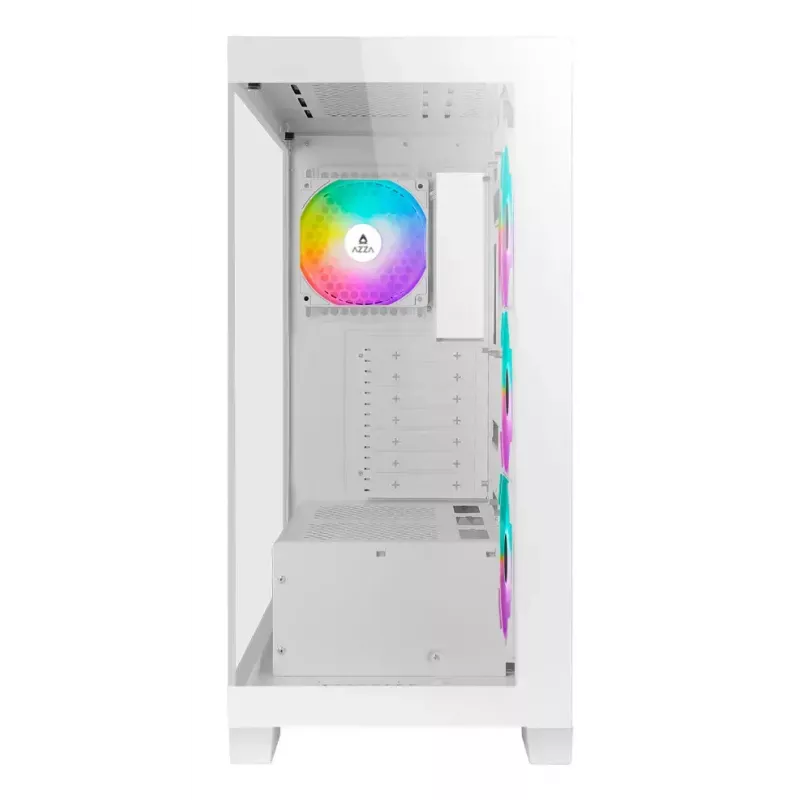 PC korpusas AZZA Cove (CSAZ-570W) – juodas, ATX/Micro-ITX/ITX, 3x120mm šoniniai ventiliatoriai, 1x120mm galinis ventiliatorius, palaiko 2,5 colio ir 3,5 colio diskus