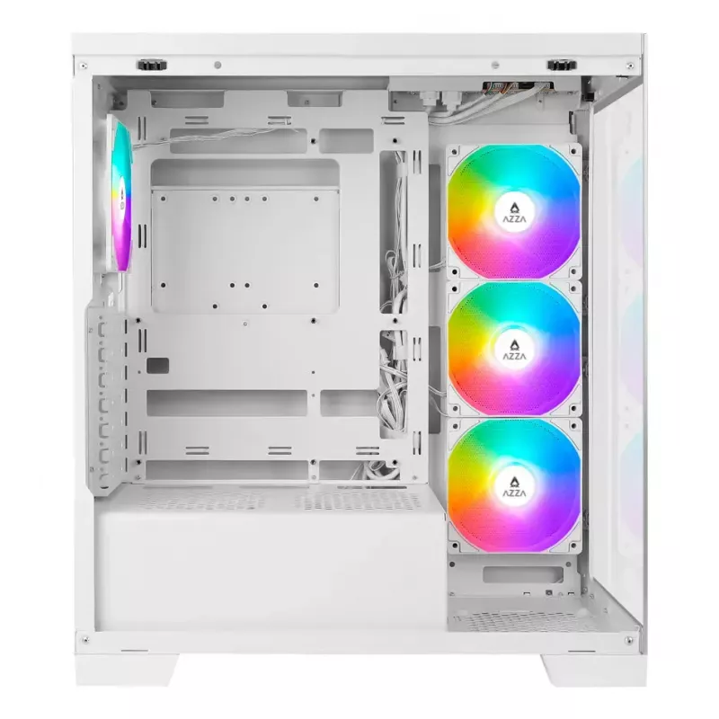 PC korpusas AZZA Cove (CSAZ-570W) – juodas, ATX/Micro-ITX/ITX, 3x120mm šoniniai ventiliatoriai, 1x120mm galinis ventiliatorius, palaiko 2,5 colio ir 3,5 colio diskus