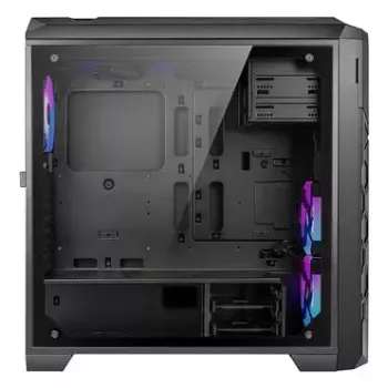PC korpusas AZZA STORM ARGB Full Tower — juodas, ATX/Micro-ATX/EATX, 2x 3,5 colio + 6x 2,5 colio vietos, iš anksto sumontuoti ARGB ventiliatoriai
