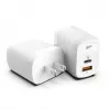 Sieninis kroviklis Silicon Power QM25 30W su dviem prievadais, USB-C ir USB-A, baltas (SP30WASYQM252PCW)
