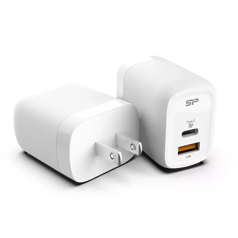 Sieninis kroviklis Silicon Power QM25 30W su dviem prievadais, USB-C ir USB-A, baltas (SP30WASYQM252PCW)